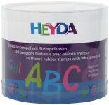 HEYDA Kit de timbres &agrave; motifs "alphabet", bo&icirc;te transparente