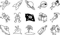 HEYDA Kit de timbres &agrave; motifs "pirates & astronaute", bo&icirc;te